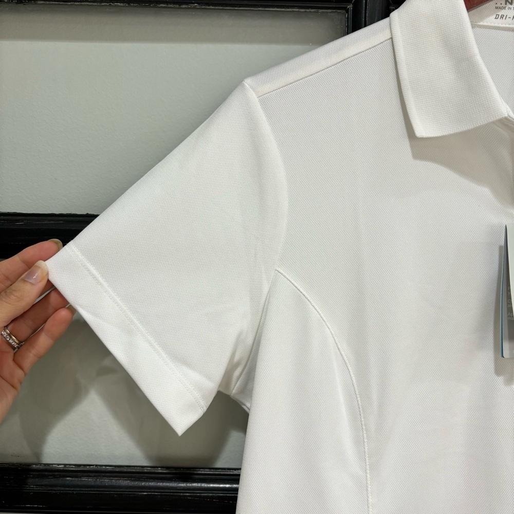 NWT Nike Dri Fit Womens Golf Polo White Tennis Tee Shirt Size Medium NEW - Picture 5 of 9